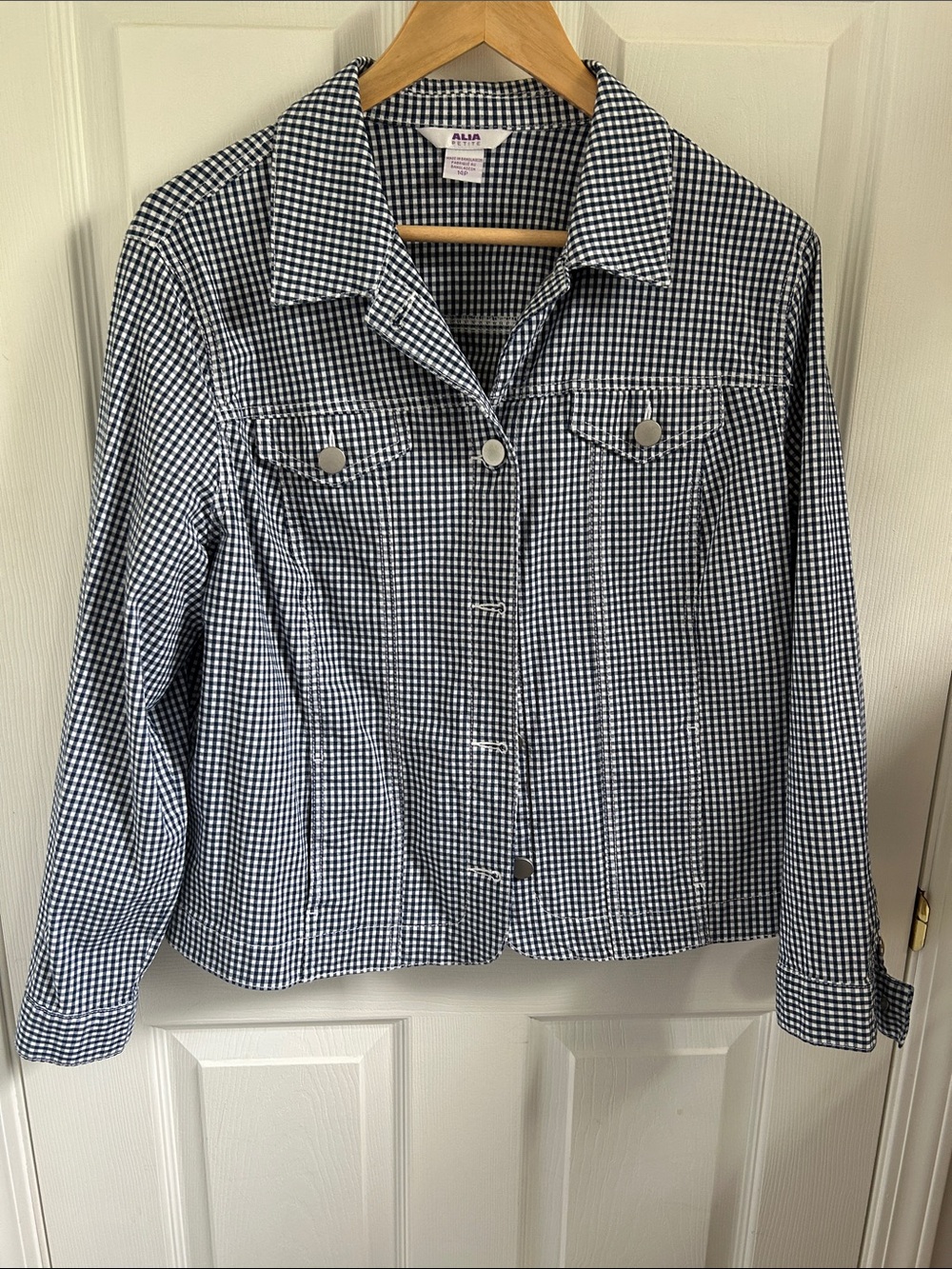 Alia Black & White Gingham Button-Front Jacket